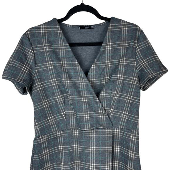MNG Basics Plaid Short Dress Charcoal Gray Size 8 - Picture 4 of 10